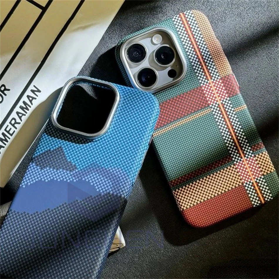 Mganetic Cloud Patterned Slim Case  For iPhone 16 15 14 13 12 ProMax 15pro Luxury Matte Karbon Hard Cover For Magsafe Metal Lens