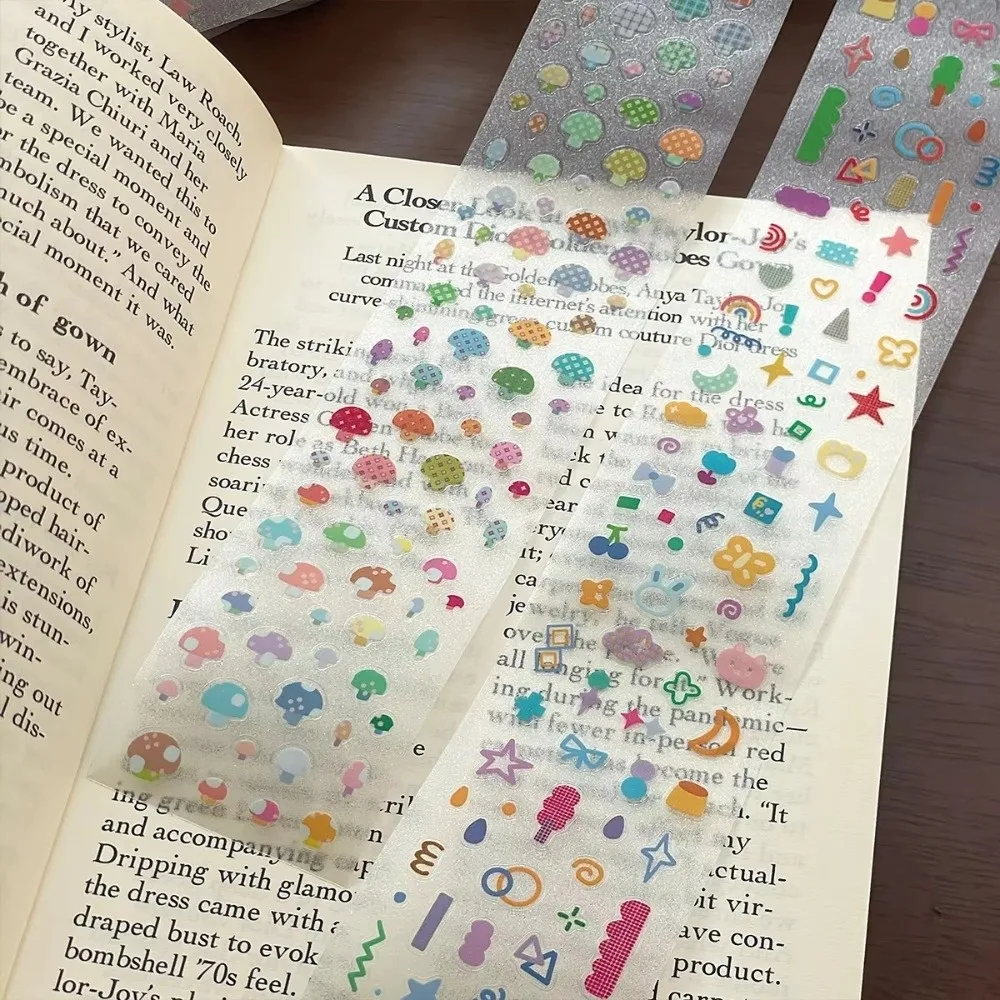 Mushroom Pattern PET Sticker Tapes Waterproof Basic Material Stationery Stickers DIY Removable Graffiti Star Decor Stickers