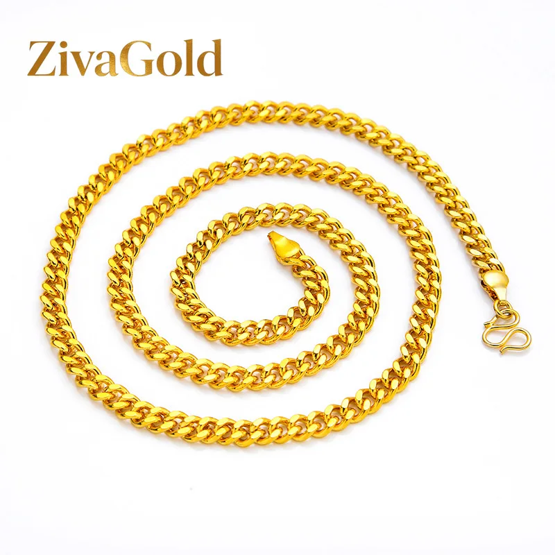

ZivaGold 24K Gold 5mm Boss Necklace Unisex AU999 - Premium, eye-catching 5cm boss style, fits business & daily