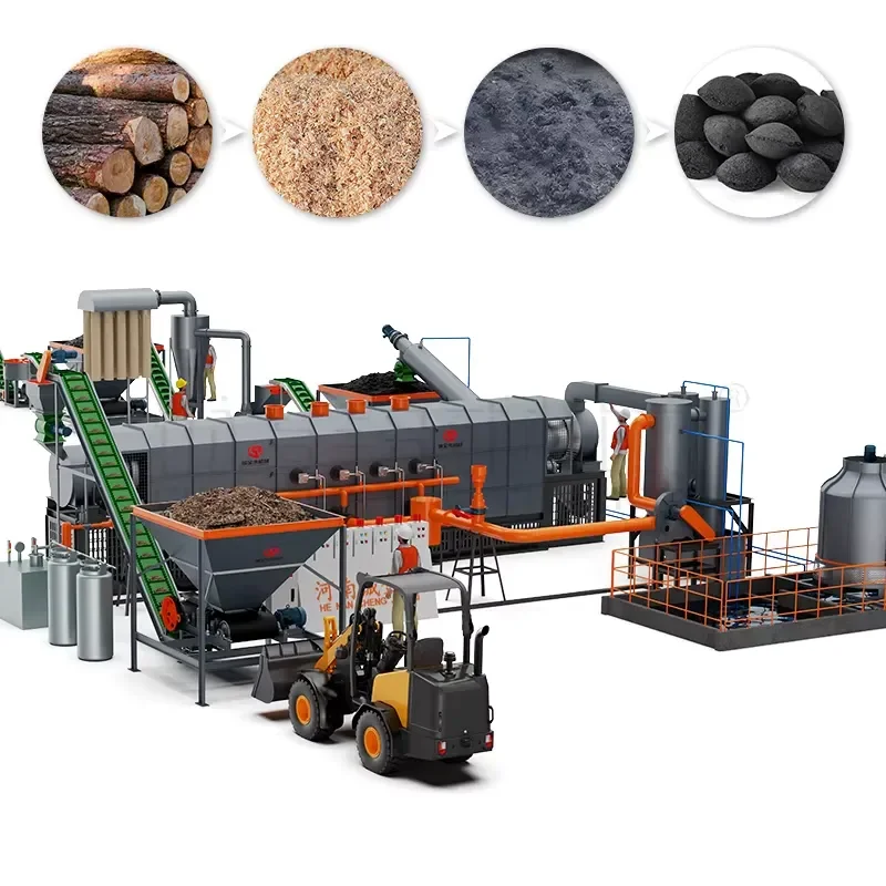 Pollution Free Palm Kernel Shell Carbonizer Machine Biomass Charcoal Carbonization Furnace Biochar Stove Motor 500-900kg