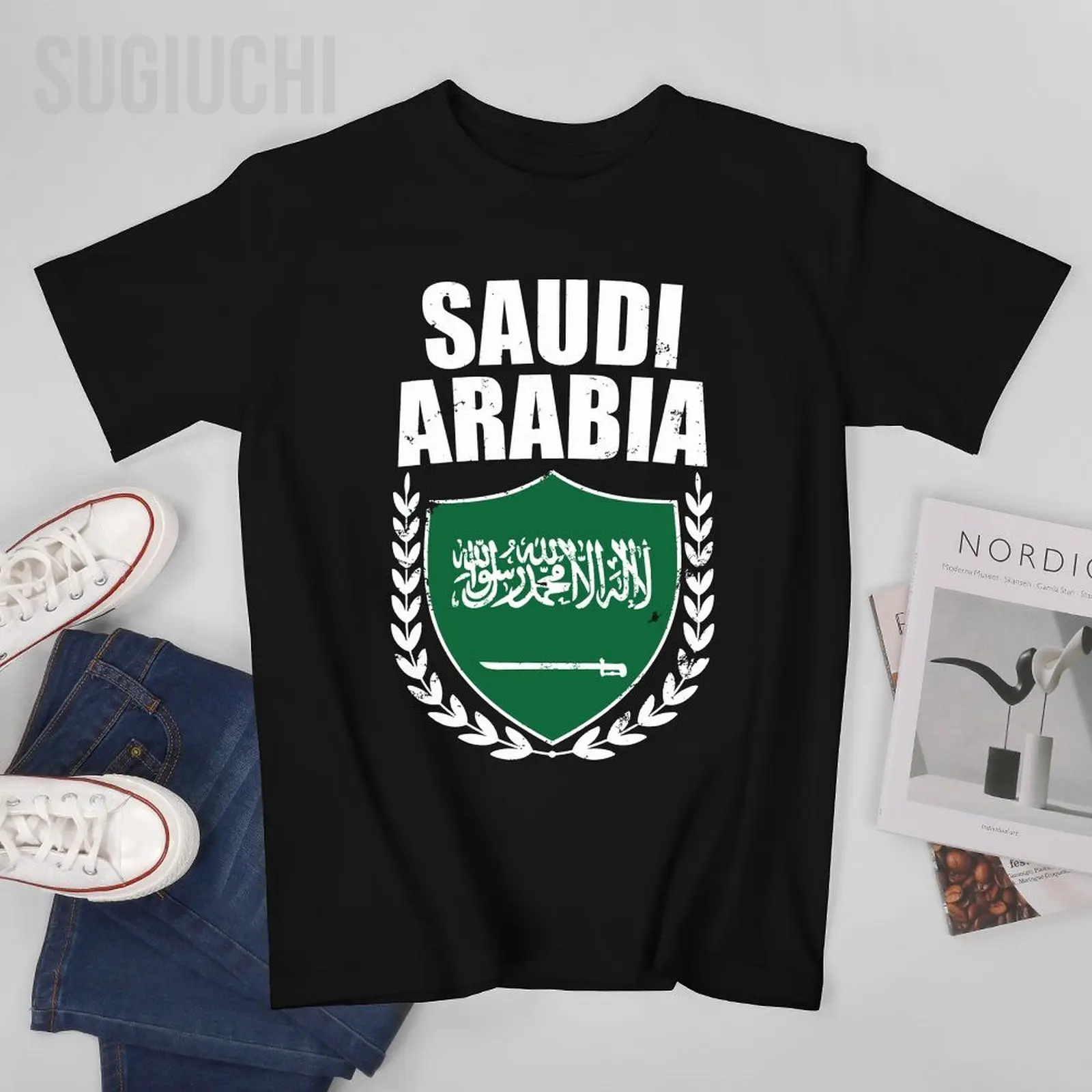 Men Short T-Shirt Saudi Arabia Emblem Shield Tshirt Tees O-neck T Shirts Women Boys 100% Cotton Unisex Nation Apply All Seasons