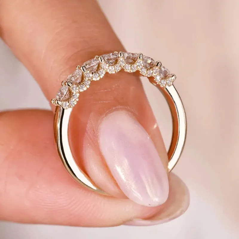 3mm Each 10K Gold Laboratory Cultivated Circular Diamond Wedding Ring DE Color VS-VVS Clarity CVD/HPHT Laboratory Diamond