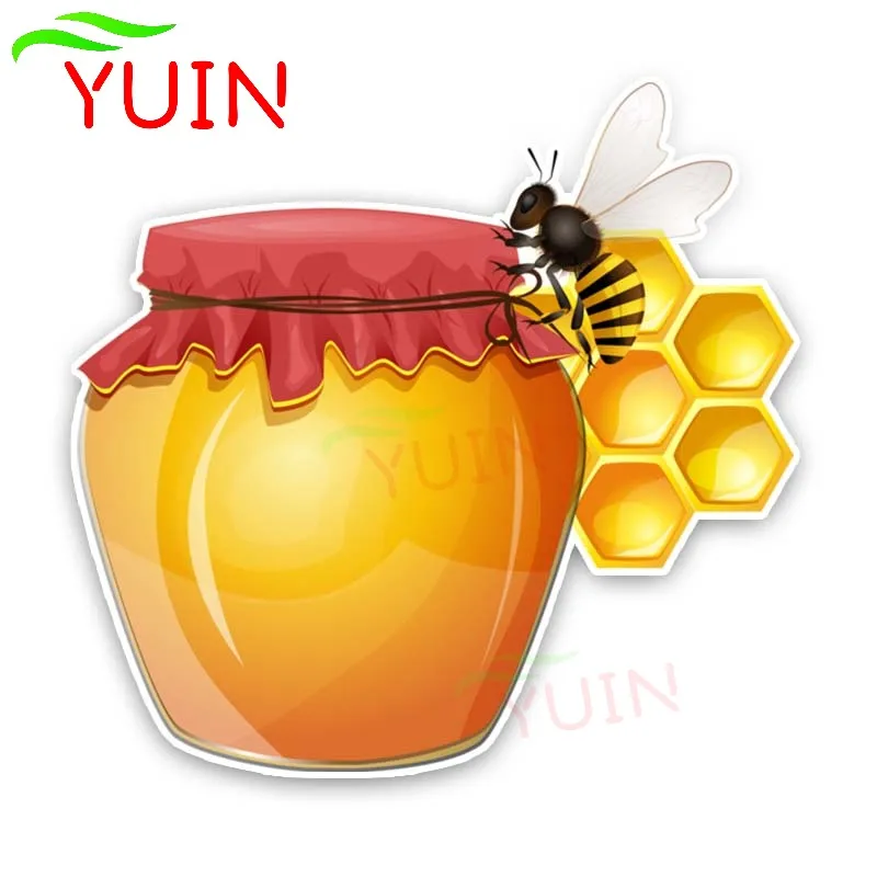 YUIN Honey Bees Make Honey Car Sticker Fashion PVC Auto Accessories Body Window Decoration Waterproof Sunscreen Decal 16CM*15CM