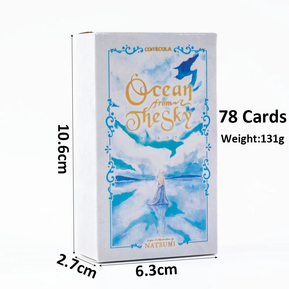 10.3*6cm Hand-Painted Watercolor Tarot Deck - Ocean From The Sky 78 Cards for Meditation & Intuitive Guidance