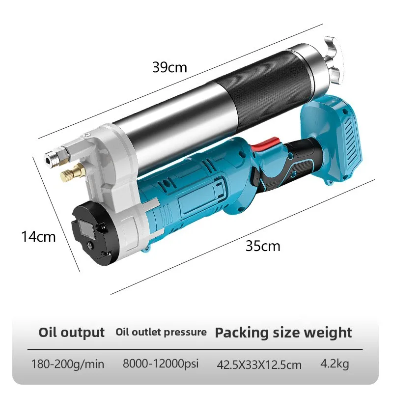 Cross-border Hot New Electric Grease Gun Stainless Steel Lithium Battery Charging High Pressure Butter Artifact 1-Year Warranty