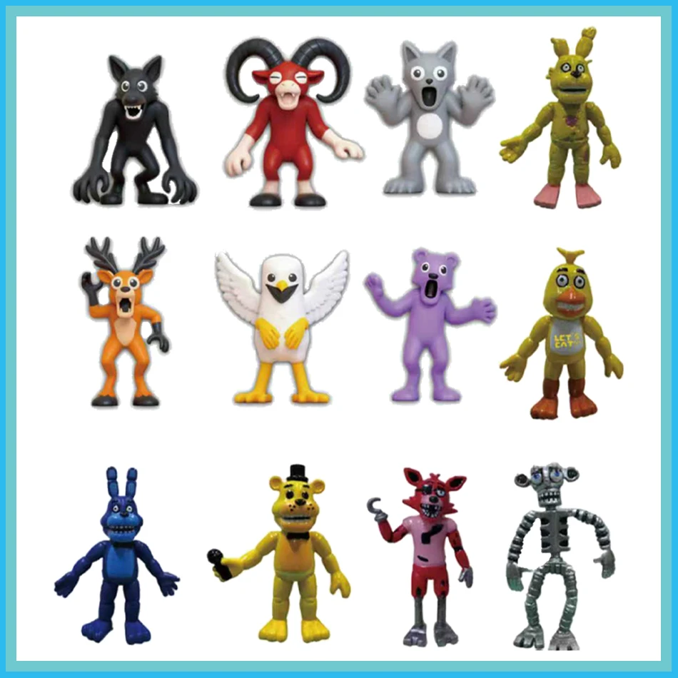 12pc/set 99 Nights in The Forest Figures Figurine Owl Goat Wolf Deer Monster Figurine PVC Collection Desktop Decoratie Model Toy