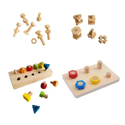 Montessori Nuts and Bolts Wood Screw Activity for Kids Fine Motor Skill Exercise Matching Game Early Childhood Educational Toys