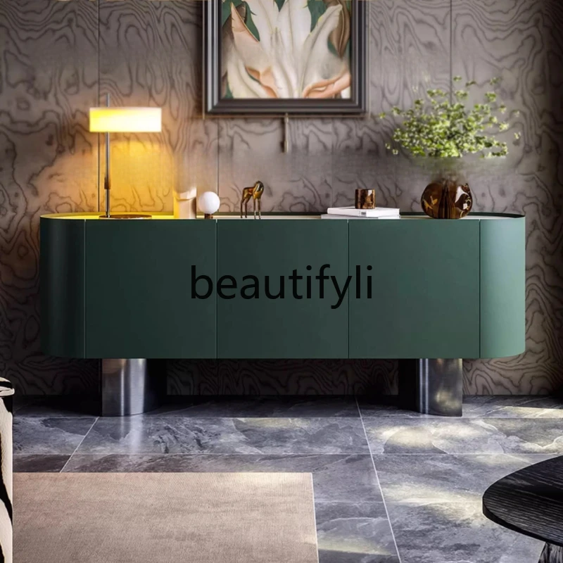 

Rock Plate Sideboard Cabinet Living Room Wall-Mounted Solid Wood Storage Modern Minimalist Entryway Decorative Cabinet