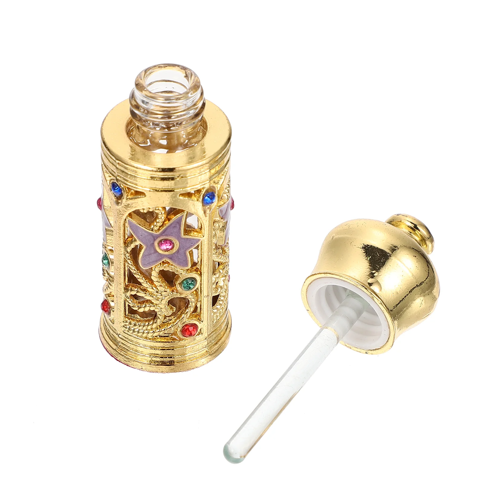 Golden 50ml Essential Oil Empty Bottle Middle Eastern Perfume Storage Glass Classic Elegant Decorative Car Home Use Practical