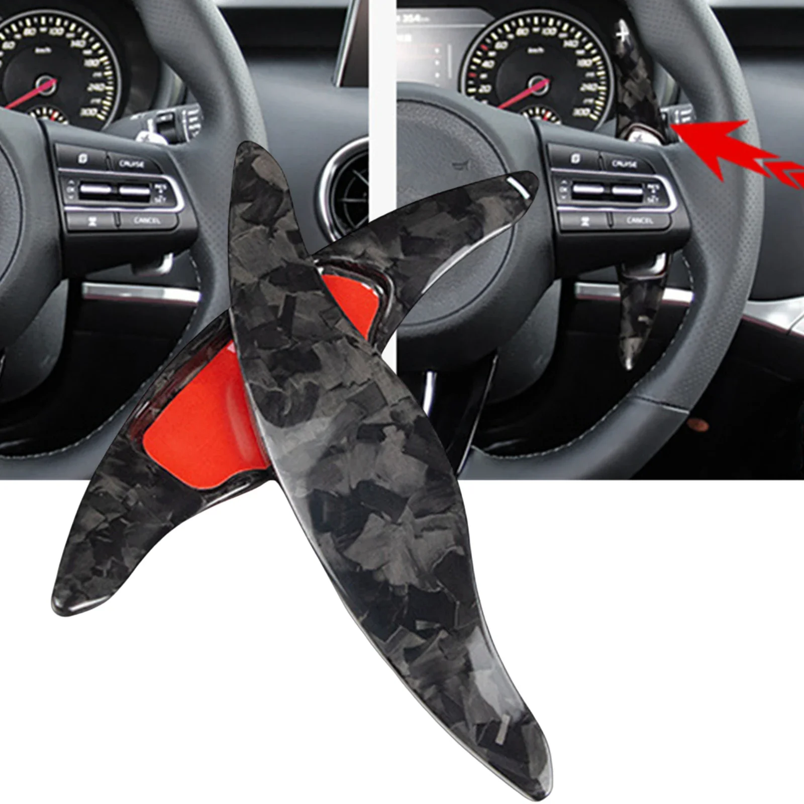 

New！Forged Carbon Fiber Steering Wheel Shift Shifter Paddle Extension For KIA Stinger 2018 2019 2020 20201 2022 2023