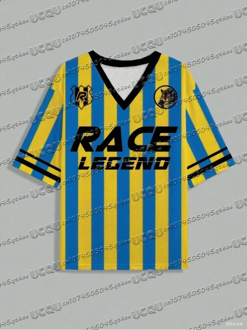 ผู้หญิงคอวีสปอร์ตย์เสื้อยืดลําลองการแข่งขันตํานานพิมพ์ฤดูร้อนสวมใส่สบายๆกีฬาตาข่ายเสื้อยืดท็อปส์