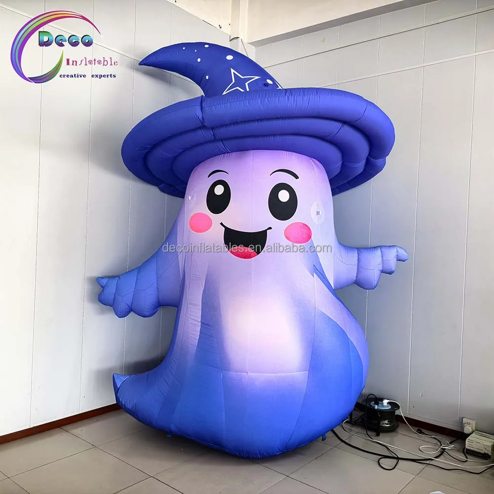 

Latest Design Fluorescent Inflatable Cartoon Ghost For Halloween Activities Waterproof Durable USB Powered Deco Brand