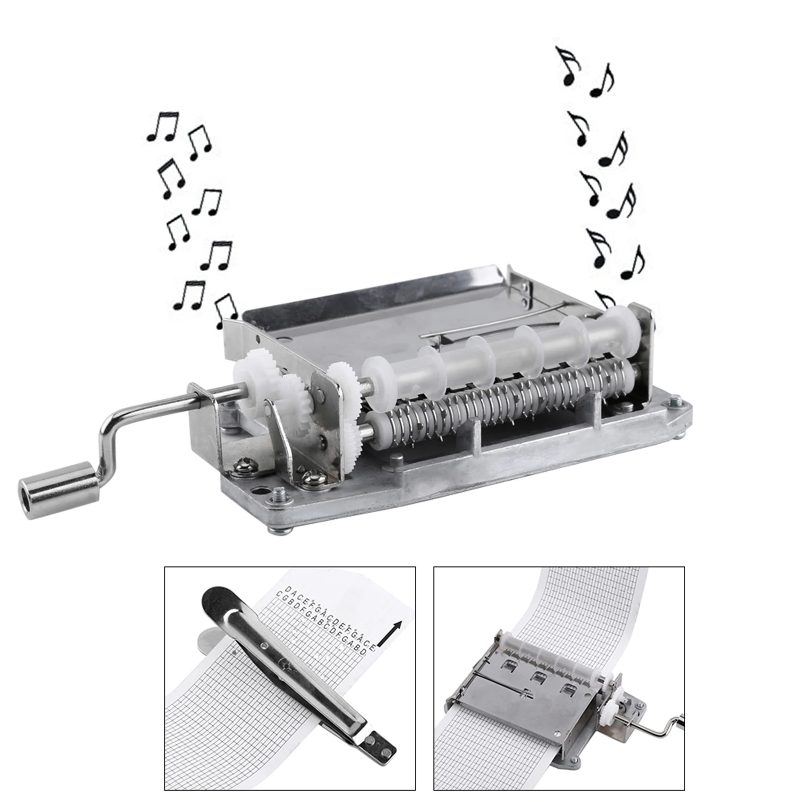 30‑Note Hand Crank Tape Music Box Movement Part Puncher 3 Strips DIY Your Songs