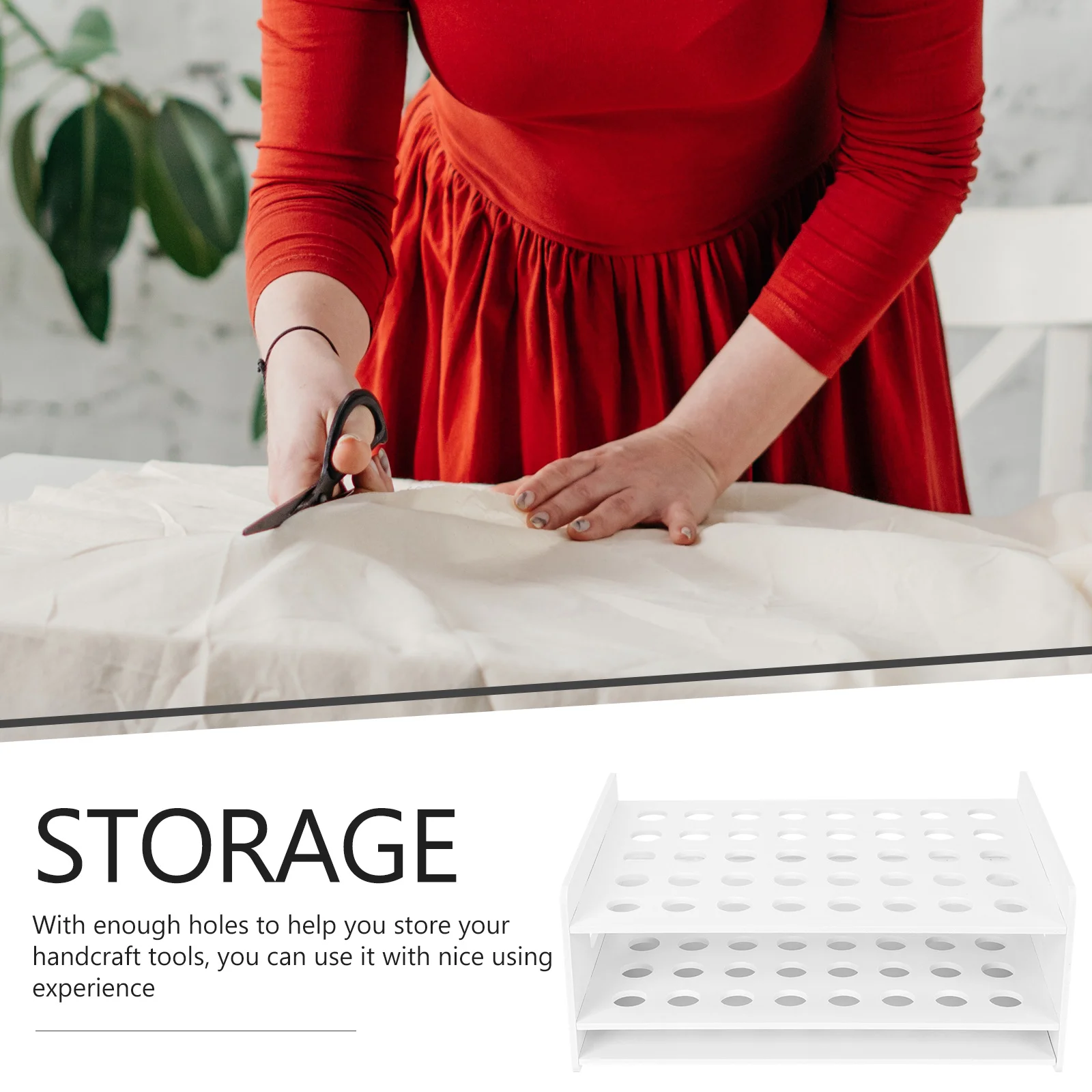 40 ثقوب مقص خشبي رف المدرسة الحرفية تخزين السلس منظم سطح المكتب أنبوب اختبار حامل قلم رصاص تخزين الرف مكتب المنزل #4