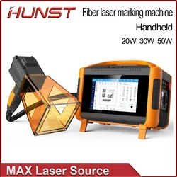 HUNST 20W 30W 50W Protable Hand-held Fiber Laser Marking Machine For  Engraving DIY Print Metal Gift LOGO QR BAR Code Word IMage