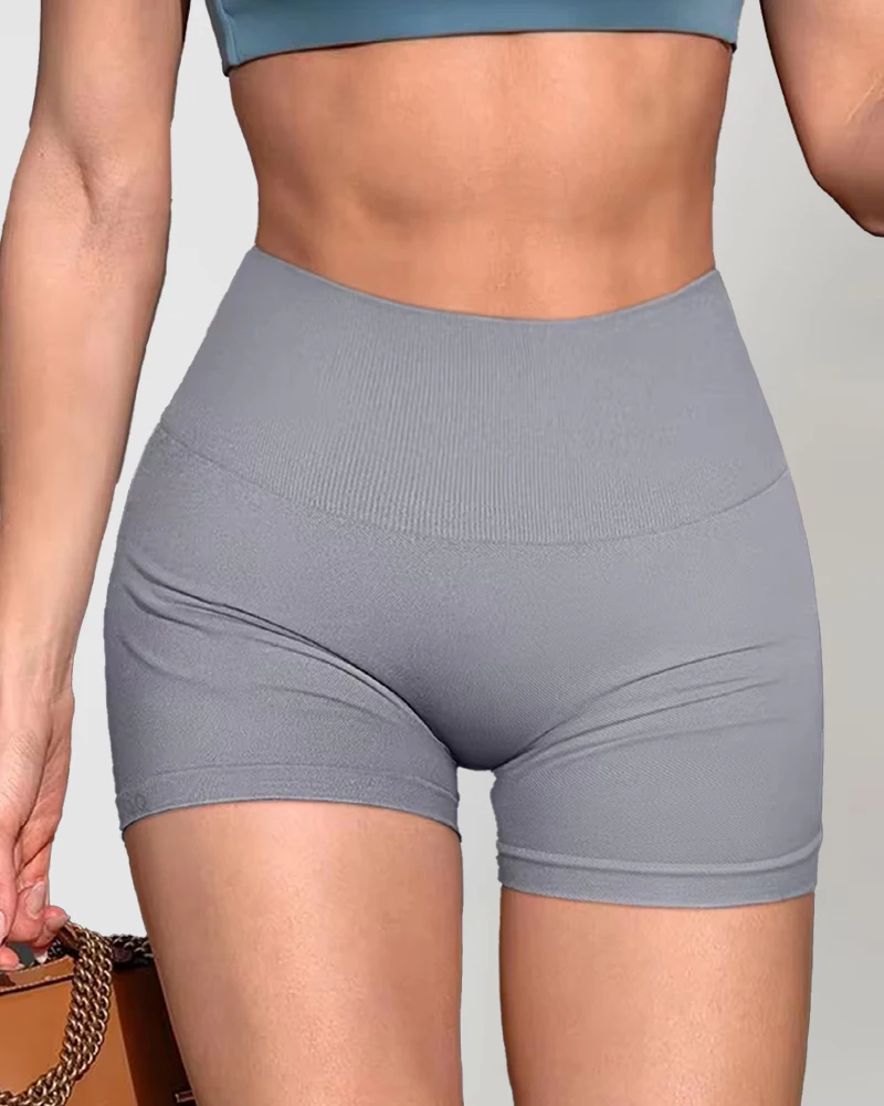 New Summer Seamless High-waisted Hip Lift No Awkward Line Yoga Sports Shorts for Women