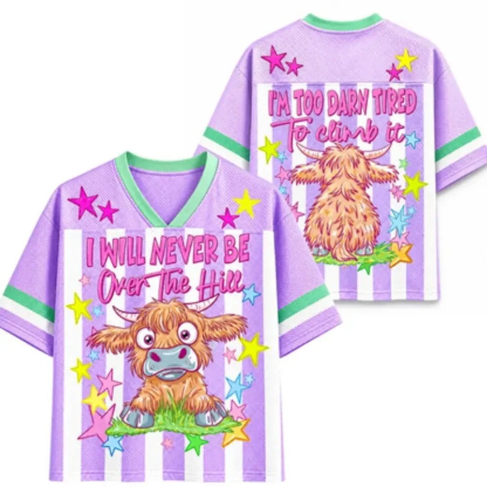 Harajuku Cartoon Highland Yak 3D Print Plus-size T-shirt Men V-neck Trendy Outdoors Fashionable Casual  Y2KParent-Child Clothing - view 3