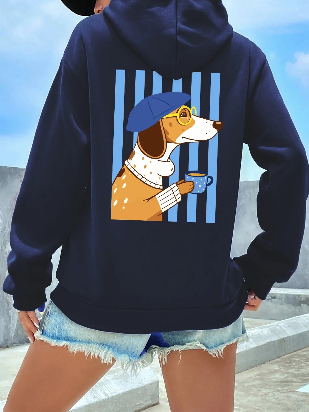 Dachshund-Hundemotiv Hoodies Damen Lässige Lose Pullover mit Taschen Sportliche Jogging-Sweatshirts Winter Fleece Warme Damenkleidung – Detail 22