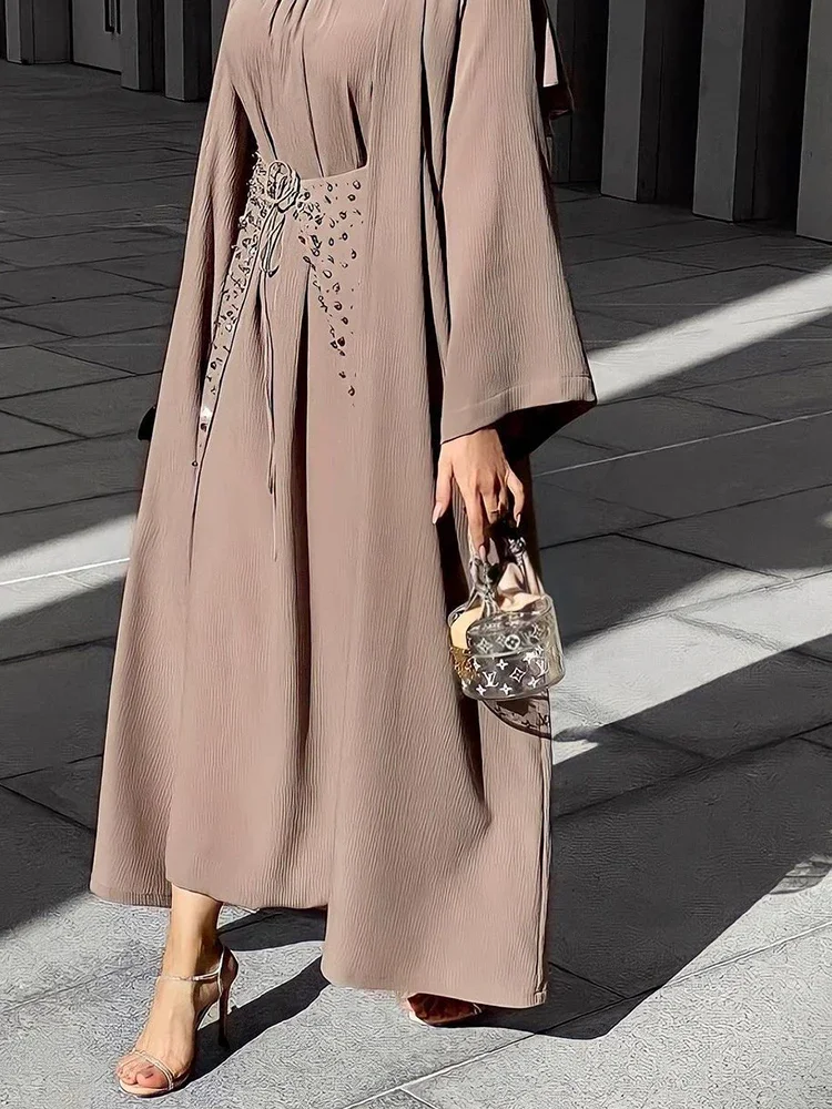Bangladesh Abaya Muslim Dress Women 3 Piece Ser Evening Dresses Moroccan Kaftan Lace-up Islamic Clothing Hijab Vestidos