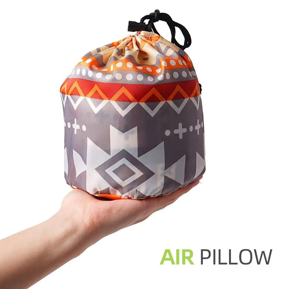 Automatic Inflatable Travel Pillow Ethnic Style Lightweight Camping Pillow Supportive Foldable Office Nap Pillow Car Travel