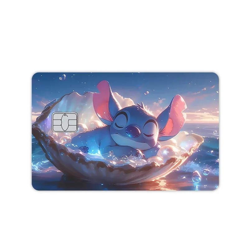 Anime New Stitch Cartoon Star Laser Adesivi in PVC per credito, debito, banca, carta di Visa, pellicola, copertura della pelle, impermeabile, grande, piccolo, senza chip