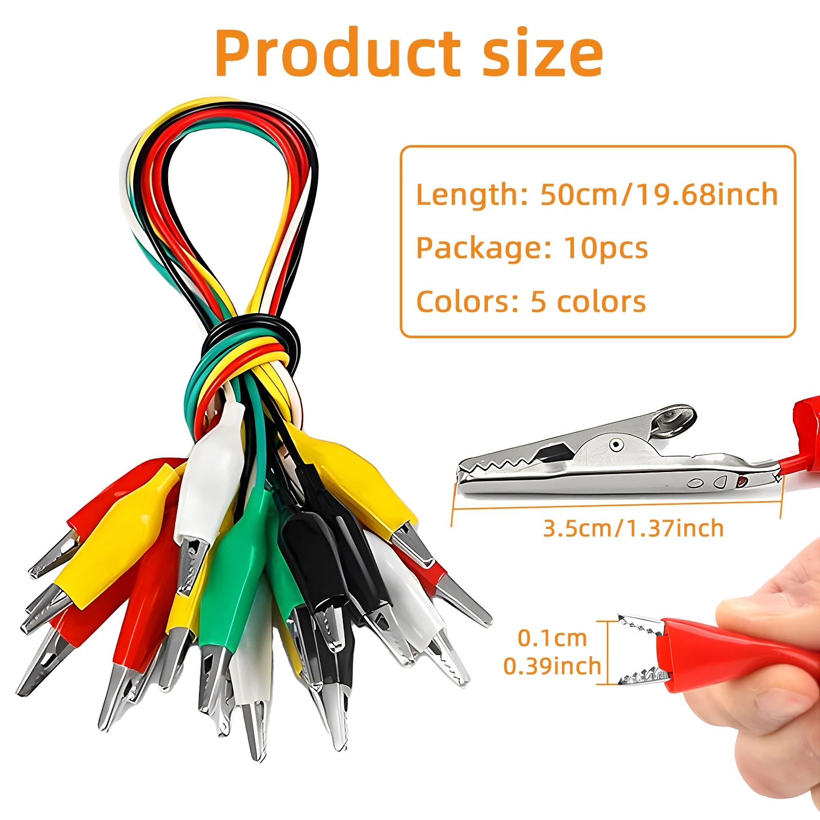 30pcs Crocodile Clip Test Lead Set 50cm，Double-Ended Alligator Clips