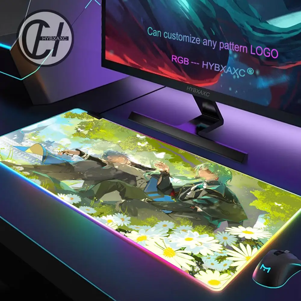 

HYBXAXC Honkai Star Rail Anaxa Mouse Pad RGB Gaming Mouse Pad Desk Mat HD Gamer Large LED Light XXL 100X50cm Mouse Pad