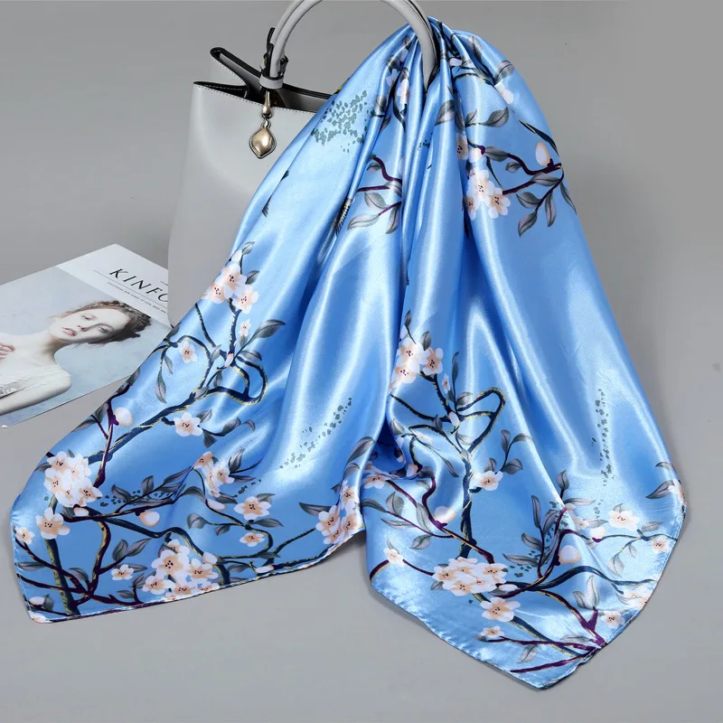 

Маленький шелковый платок для женщин, большой квадратный платок, марлевый платок для весны, осени и зимы, в сочетании с рубашкой, для женщин среднего возраста, тонкий квадратный платок 90×90 см.