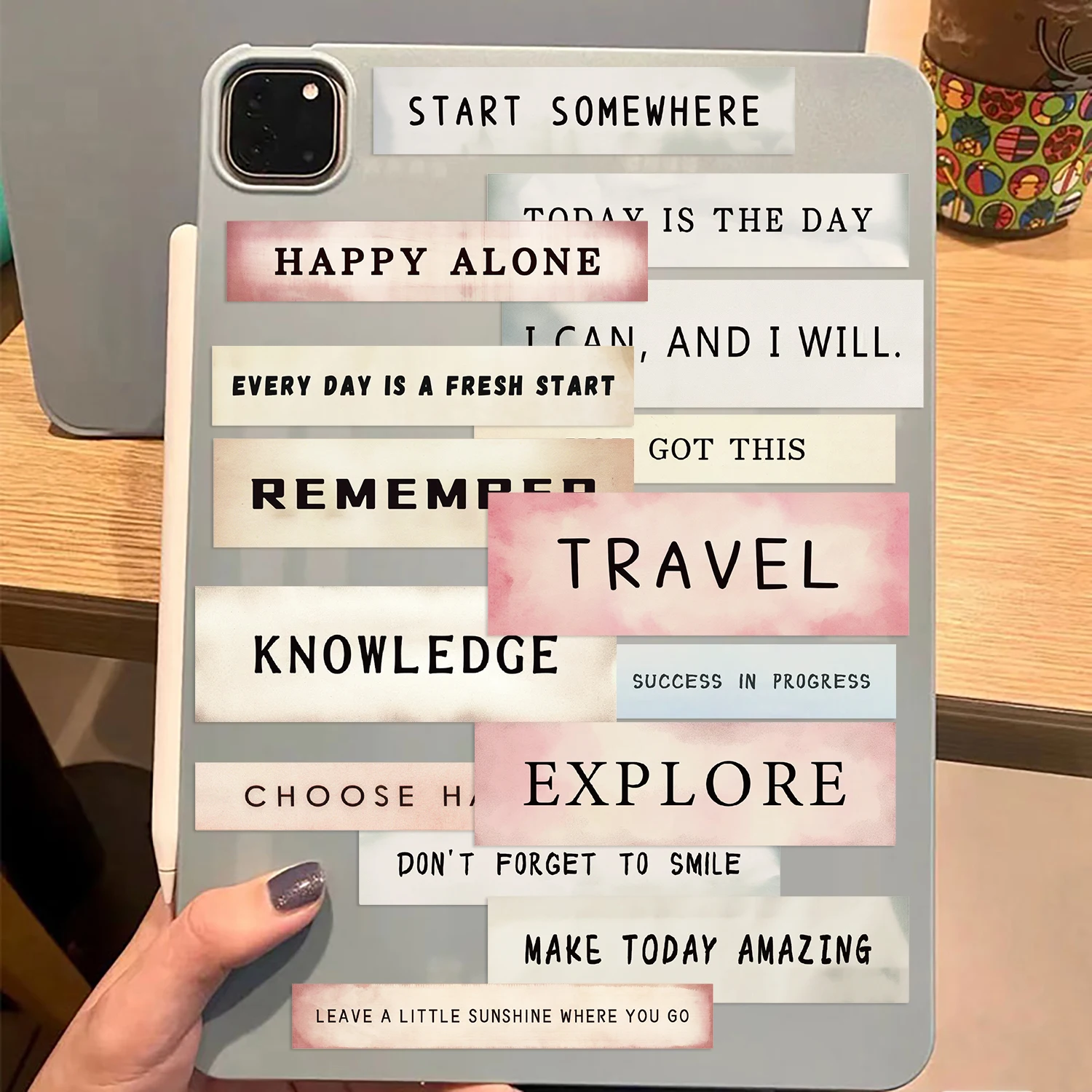 50pcs Vintage Label Vocabulary Stickers For Waterproof Stickers For Water Bottles, Skateboard, Guitar Helmet Laptop KID Gift