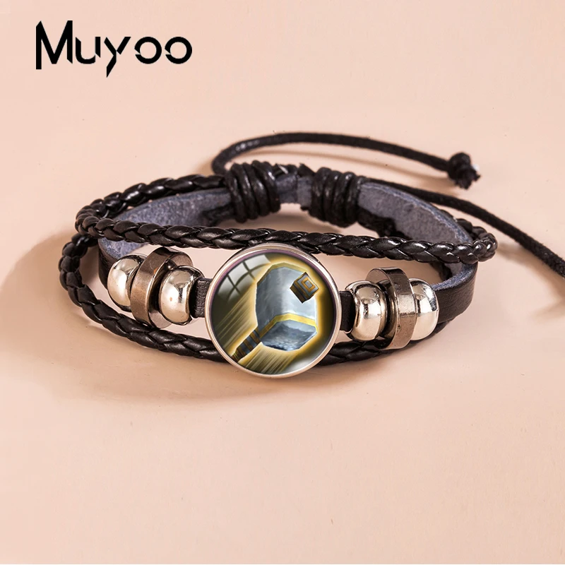 Pulsera de cuero de World of Warcraft para hombre, brazalete de fotos con cúpula de cristal, WOW Alliance Horde, botón a presión, novedad de 2023
