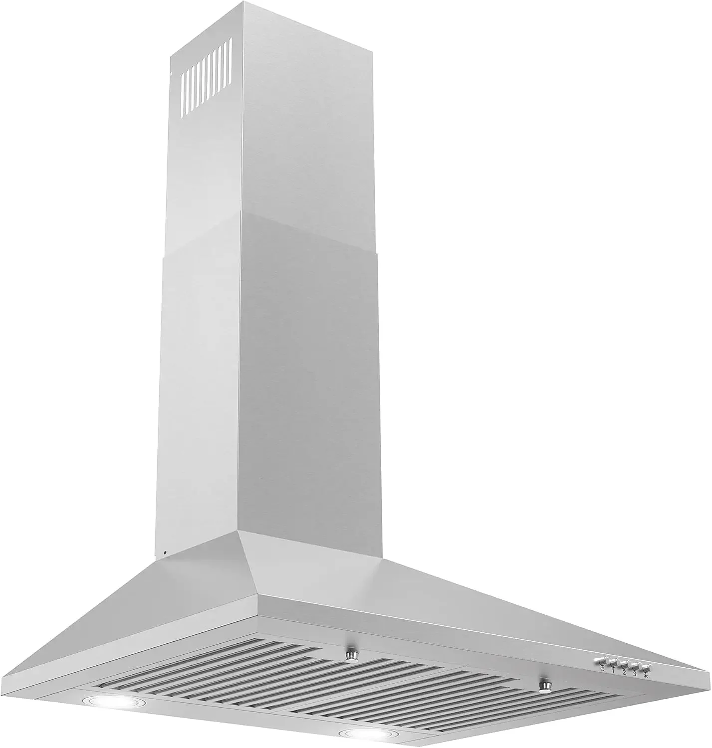 COS-6324EWH Wall Mount Range Hood, Chimney-Style Over Stove Vent, 3 Speed Fan, Permanent Filters, LED Lights in Stainless Steel