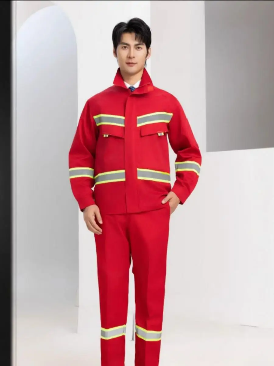 

Комплект рабочей формы с длинными рукавами для мужчин, для санитарных работ, из смесовой хлопковой ткани, со светоотражающими элементами, для школы, весна-осень