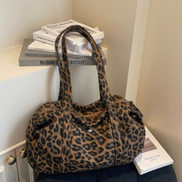 Leopard Print Canvas Shoulder Bag Fashion Large Capacity Tote Bag Woman Handbag for Daily Commute Guangzhou High Quality Bag