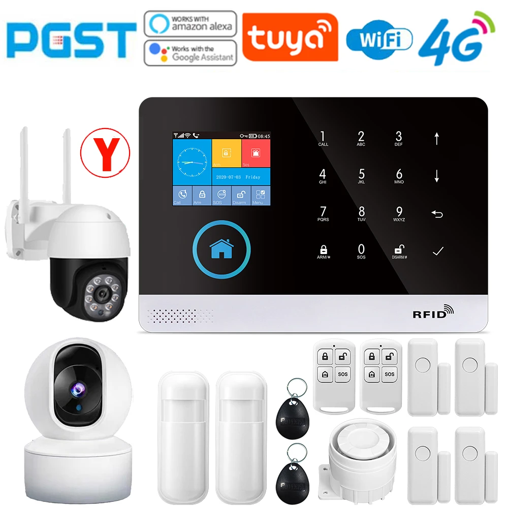 PGST-103 Sistema de alarma inteligente WiFi doméstico 4G, dispositivo de seguridad inalámbrico para el hogar, controlado por aplicación Smart Life, ingenio de trabajo