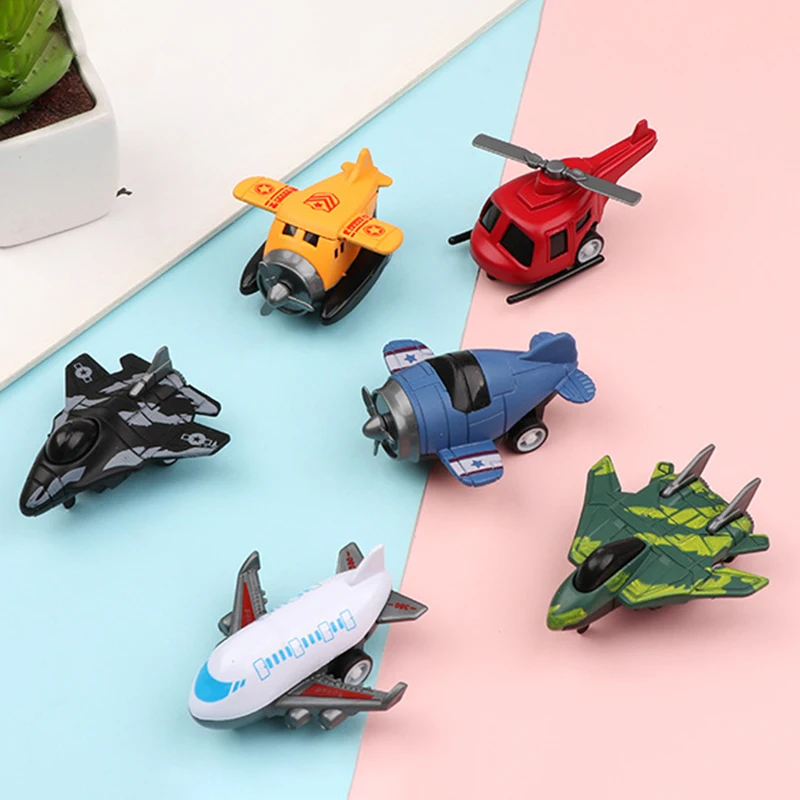 6pcs Cartoon Children's Toy Airplane Car  Q version Pull Back Plane Toys Boy Fighter Jet Simulation Mini Airplane Gift Toys