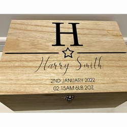 Custom Baby Baptism Keepsake Box, Personalize Name Text Wooden Box, Wedding Gift Box, Memory Box,Wedding Anniversary Gifts