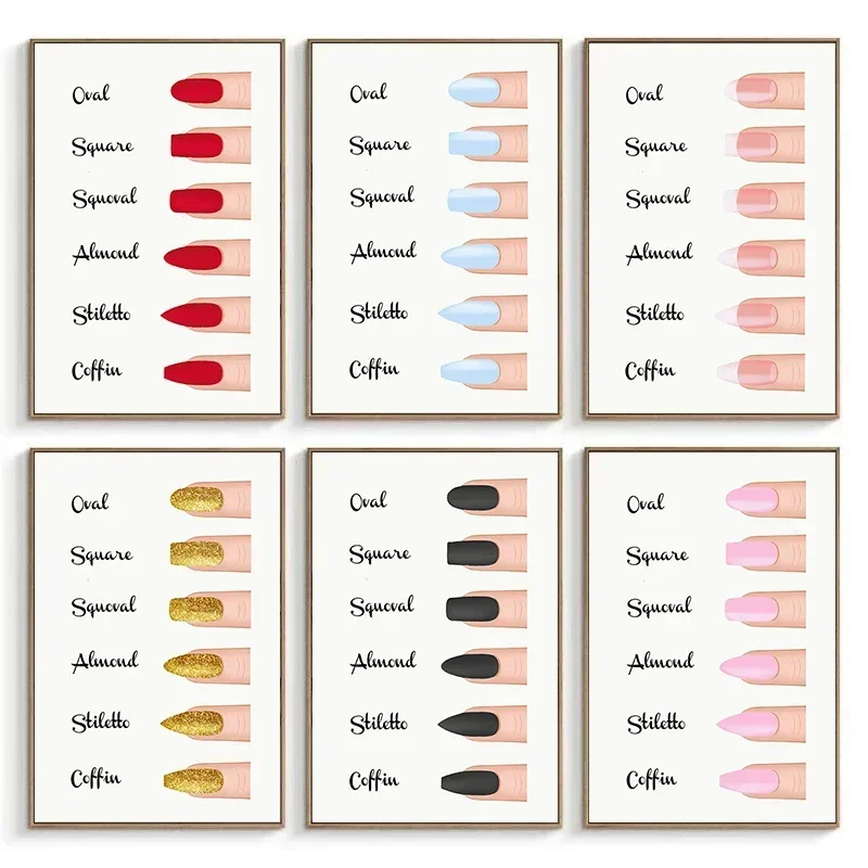 Fashion Nail Shapes Makeup Beauty Salon Canvas Painting Wall  Posters and Prints Wall Pictures for Living Home Decoration