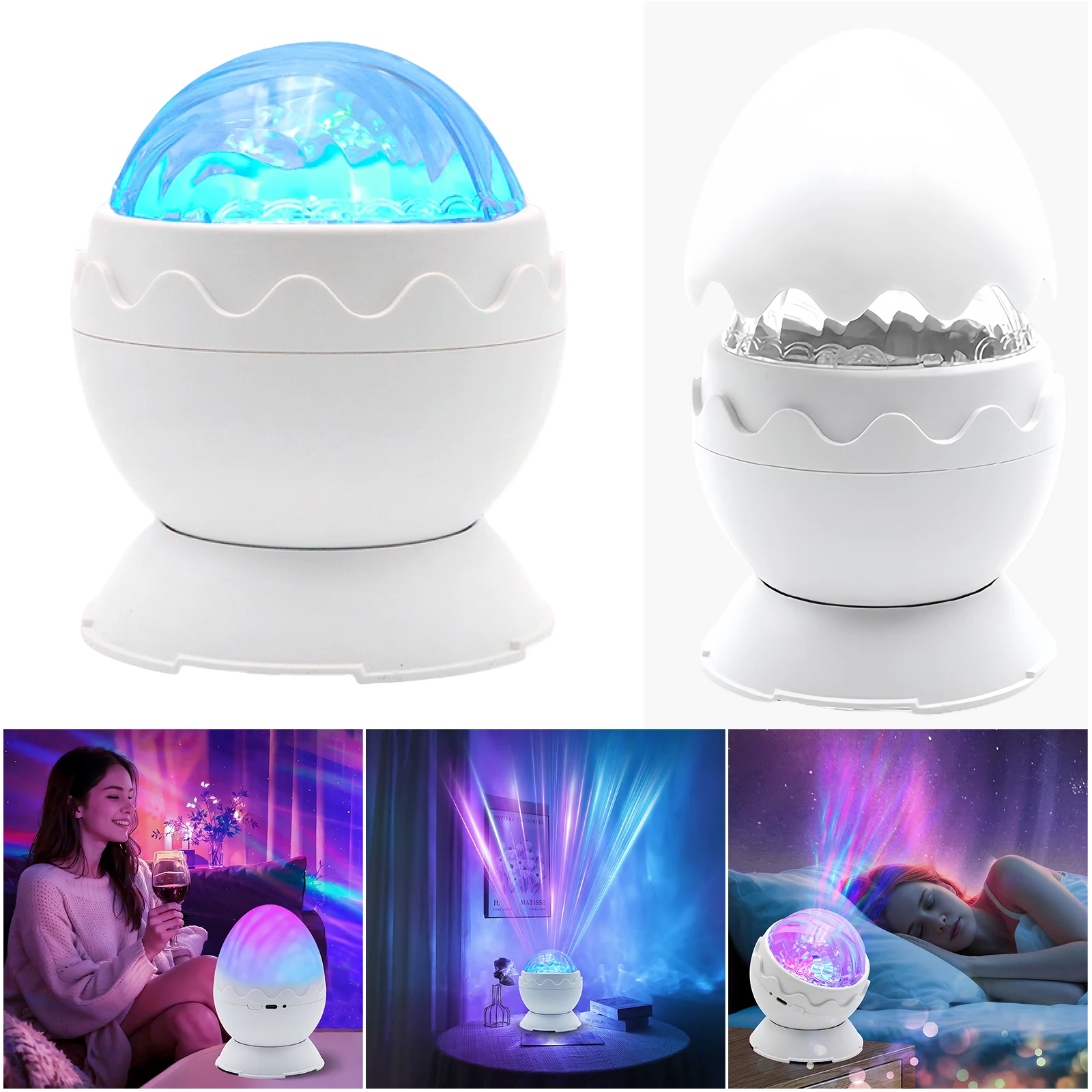 Proiettore Northern Light Dinosauro a forma di uovo Umore Illuminazione ambientale Alimentato tramite USB Lampada per proiettore Galaxy 2 in 1 per regalo per bambina