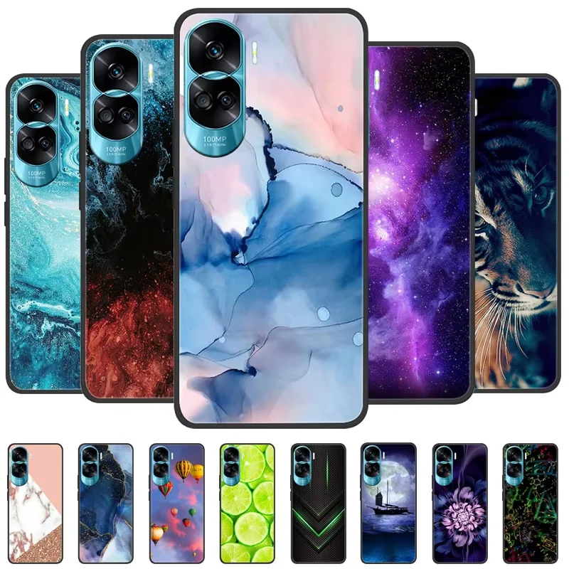 

For Honor 90 Lite Case Honor90 Pro Silicone Painted Soft Black Cover for Huawei Honor 90 Pro Phone Shell 90Lite 5G Funda Coque