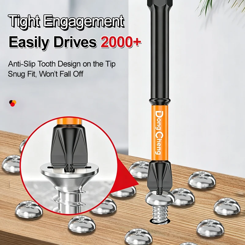 PH2 Driver Bit S2 Alloy Steel Magnetic Serrated Anti Slip Phillips Bit Hex Shank Waterproof Rust Proof Bit for Cordless Drill