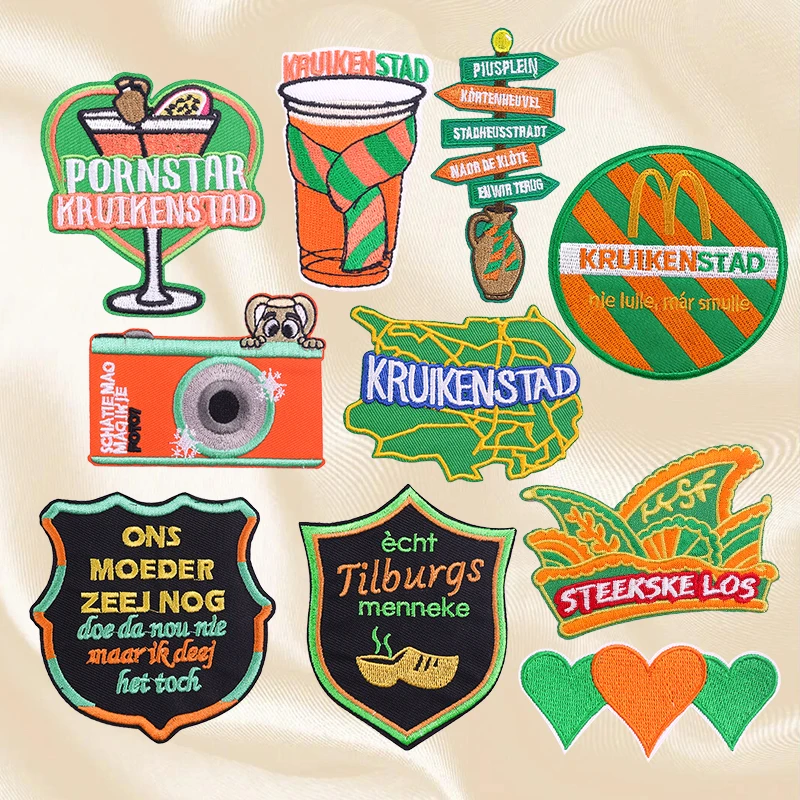 

10PCS Set Hot Netherland Kruikenstad Emblem Patch DIY Iron On Patches Netherland Carnival Embroidered Patches For Clothes Badges