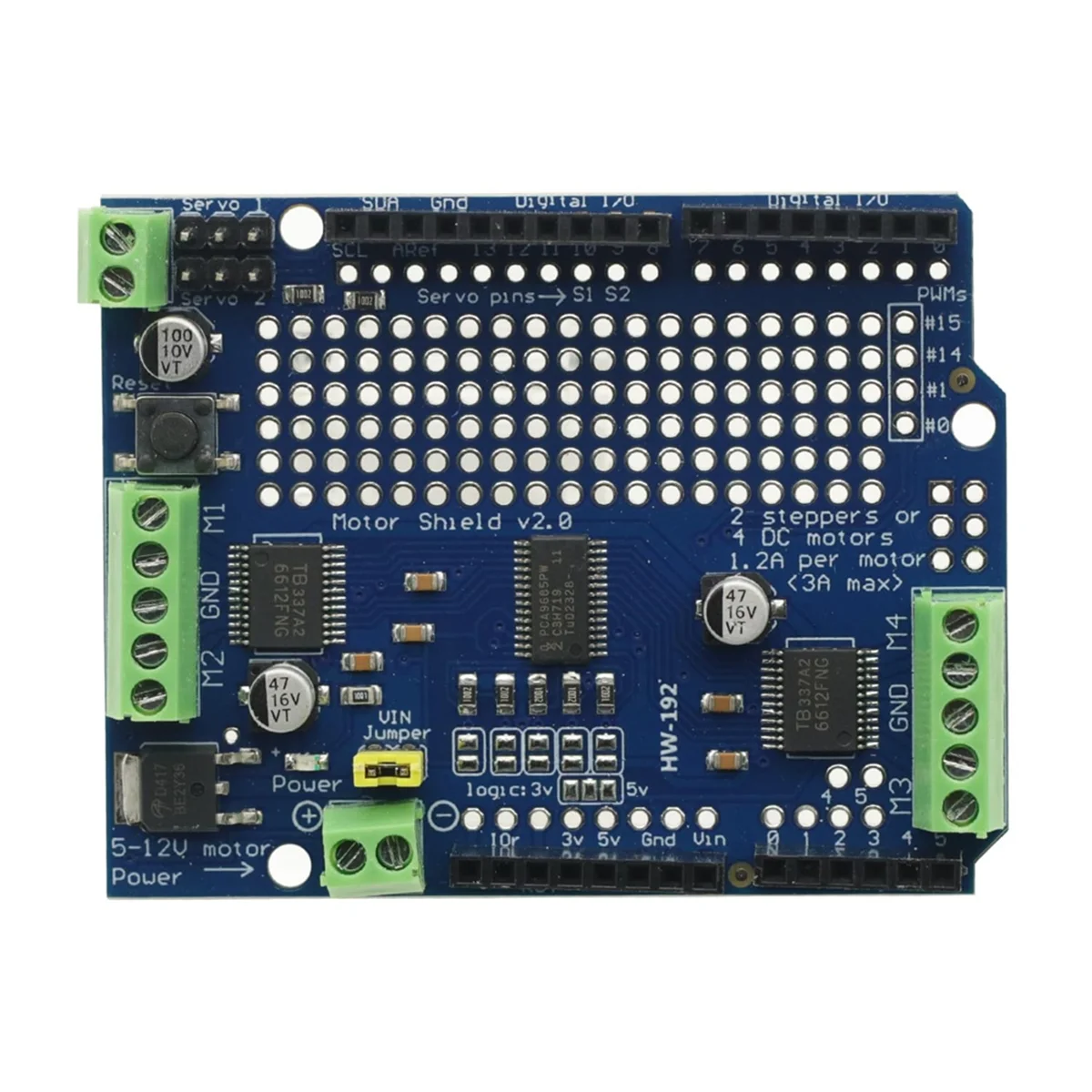 

ДЕТЬ! TB6612 Mosfet Шаговый двигатель PCA9685 Стандартный IIC I2C ШИМ-сервопривод Shield V2 для робота PWM R3