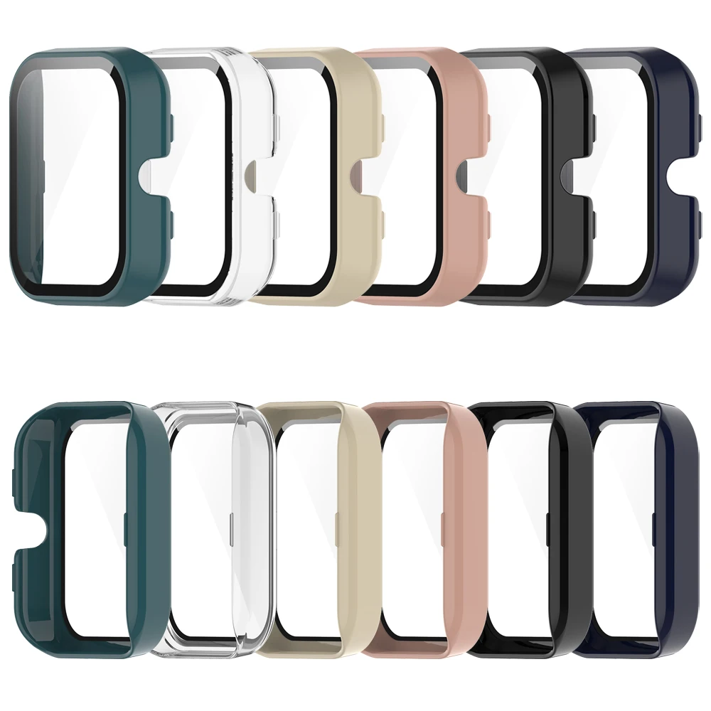 Funda + cristal para Amazfit Bip 3 / 3 Pro, protector de pantalla, cobertura envolvente, parachoques protector, accesorios antiarañazos