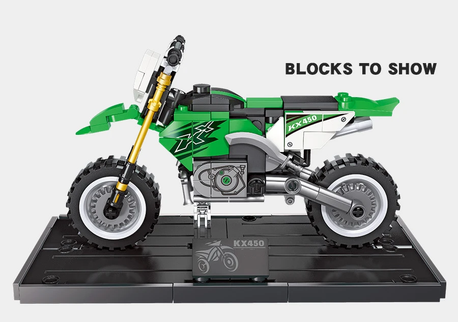 Speed Motorrad MOC Baustein Japan Motor KW Dirt Bike KX450 Modellbausatz Bausteine Konstruktionsspielzeug Motorrad für Geschenke – Detail 7