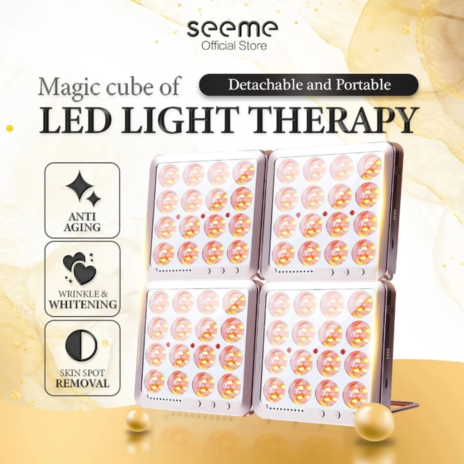 Seeme Magic Cube LED Light Therapy Device Skin Regeneration Wrinkle Removal Oil Control Skin Brightening