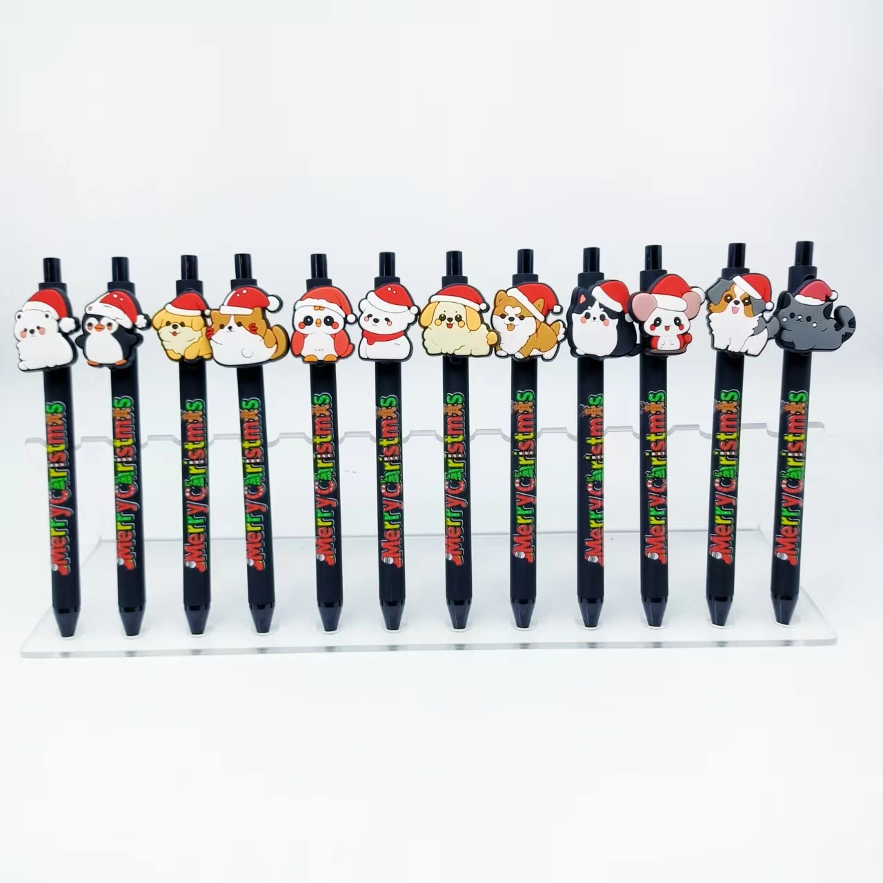 5 قطع/10 قطع قلم طباعة رقعة على شكل حيوان عيد الميلاد، قرطاسية هدايا العيد، قلم محايد قابل للتمدد #6