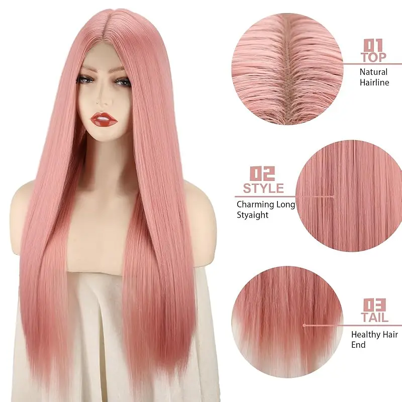 مستقيم الوردي الباروكات شعر الإنسان 36 بوصة HD شعر مستعار دانتيل 13x6 خصلات الشعر المستعار الإنسان 220 الكثافة البرازيلي الدانتيل الباروكات الأمامية للنساء