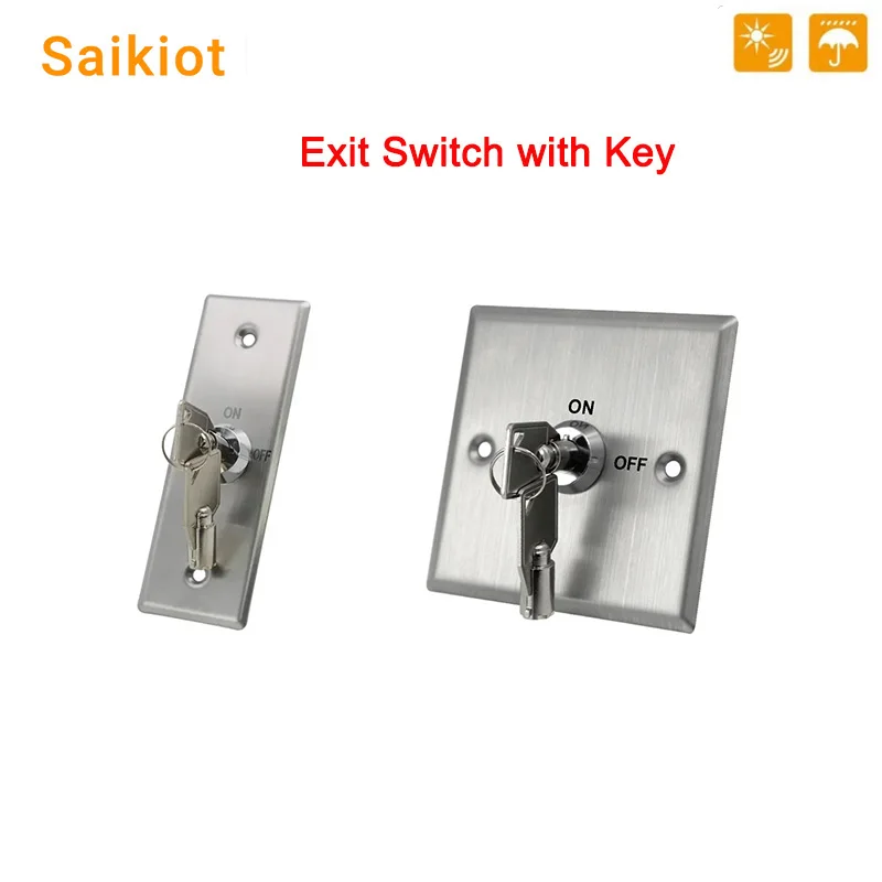 Saikiot Exit Switch with Key Lock Push Button Electrical Access Control Electrical Key Lock Button Stainless Steel Exit Switch