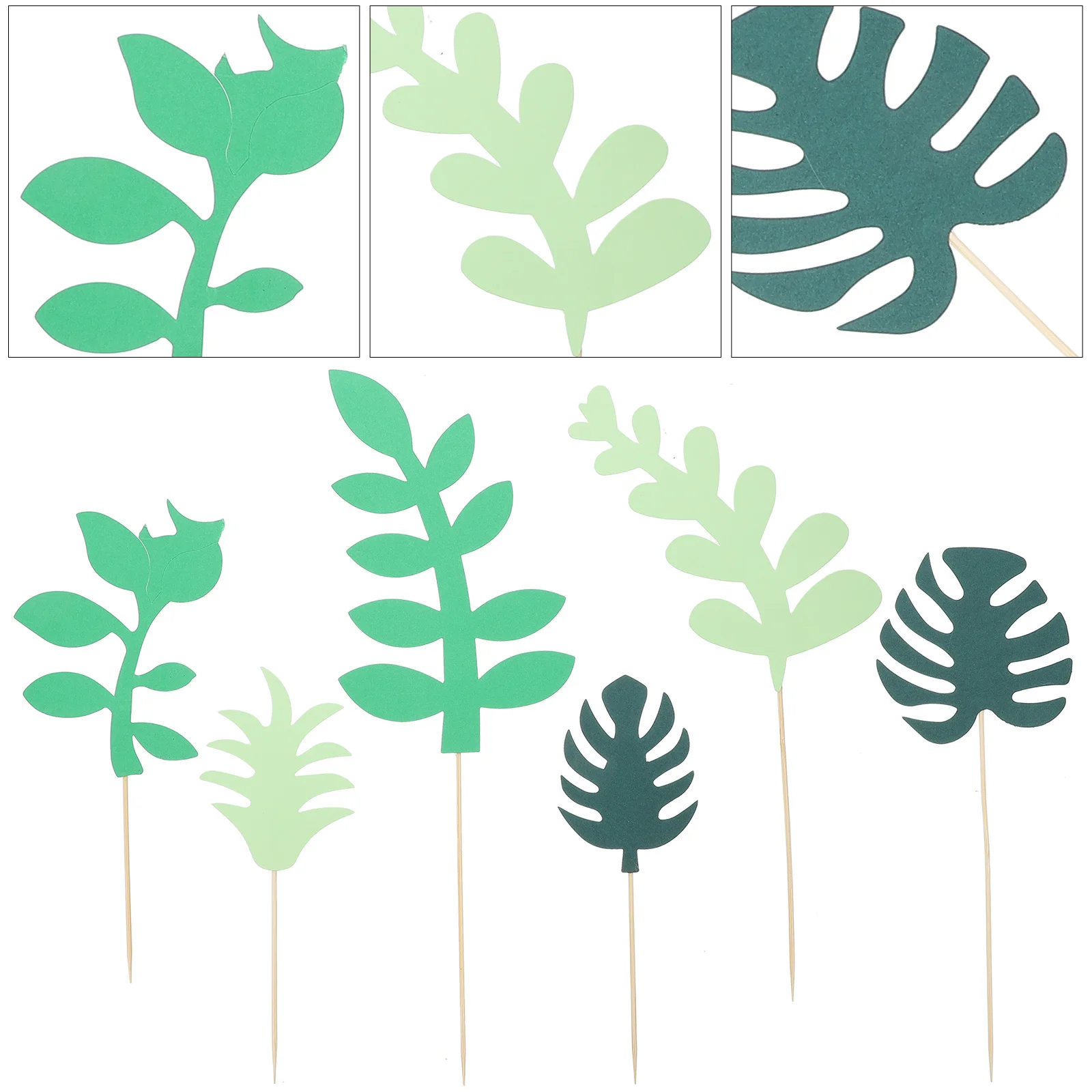 24 قطعة المكونات أوراق خضراء الاستوائية ورقة كعكة ديكور لحفل زفاف عيد ميلاد كعكة توبر كب كيك ديكور الخضرة إدراج