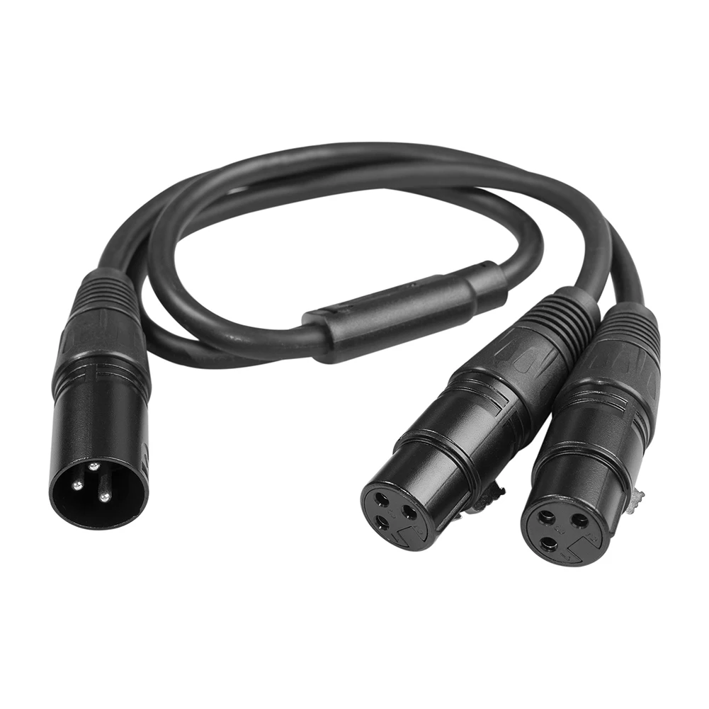 50cm 3 Pin Jack Female Extension Line for Canon XLR Male to Dual XLR Female Y Data Cable Power Adapter Converter Splitter